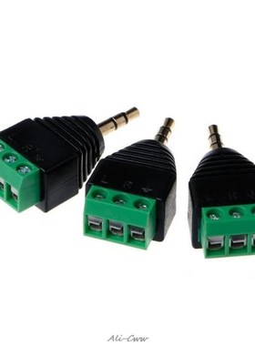 3 Pcs 3.5mm 1/8 Inch Stereo Male to AV Screw Video Balun Ter