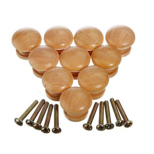 10pcs 25mm Natural Wood Wooden Cabinet Knob Drawer Wardrobe