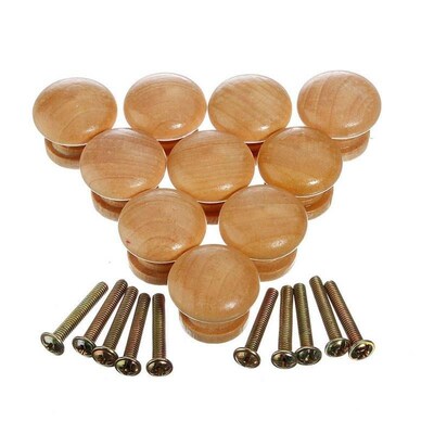 10pcs 25mm Natural Wood Wooden Cabinet Knob Drawer Wardrobe