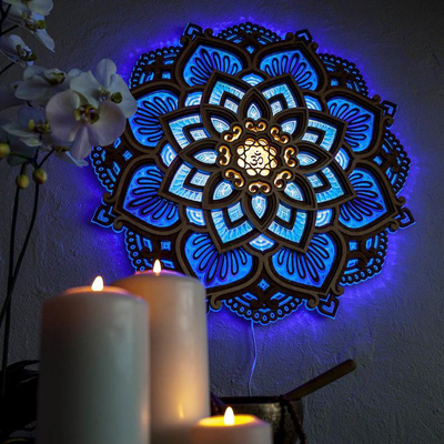 Mandala Yoga Room Night Light LED Multilayered Laser Cut Car