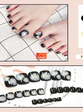 24Pcs Fake Nails Full Cover Feet Toenail False Nails Toe Str