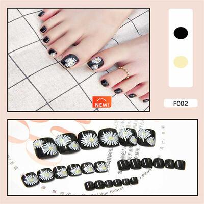 24Pcs Fake Nails Full Cover Feet Toenail False Nails Toe Str