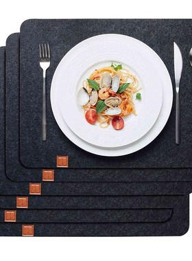 Felt Placemat 6 Piece Set Black-Table Mat Can Be Wiped 45X32