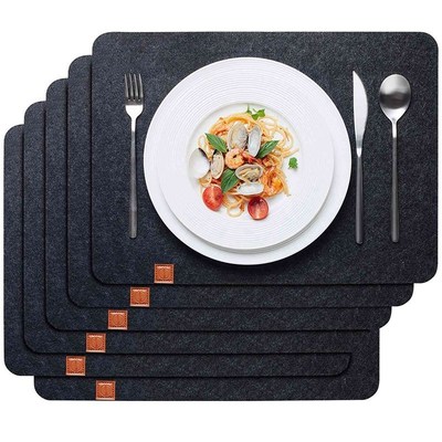 Felt Placemat 6 Piece Set Black-Table Mat Can Be Wiped 45X32