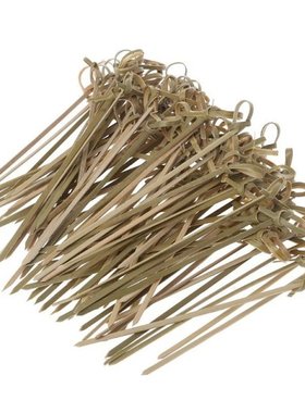 100Pcs Disposable Bamboo Tie Knotted Skewers Twisted Ends Co