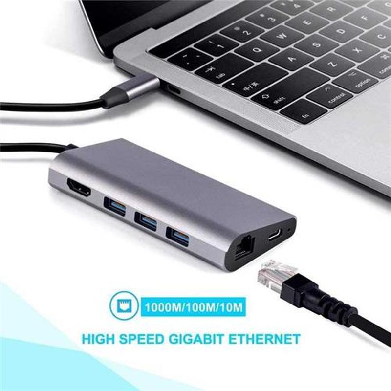 8 In 1 USB C Hub Adapter Splitter To USB .0 HDMI-compatible