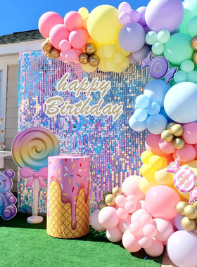 QIFU Macaron Balloons Garland Latex Ballons Arch Happy
