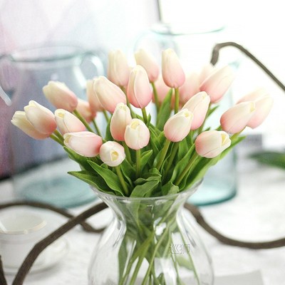 31Pcs/lot Tulips Artificial Flowers PU Calla Fake Flowers Re