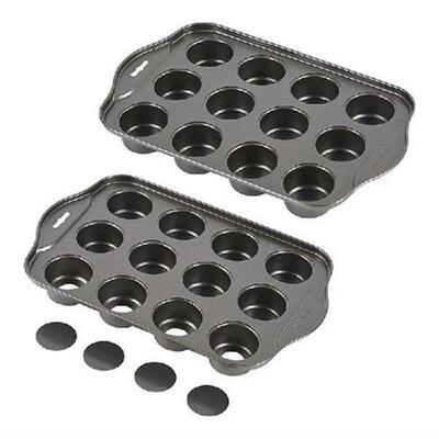 2 Pack Mini Muffin Cheesecake Pan With Removable Bottom, 12