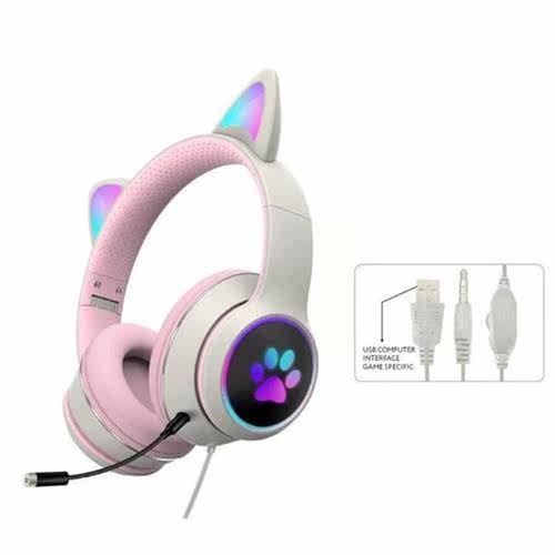 Cat Ear Wired Headphones 7.1 Channel Portable Fashionable Fo