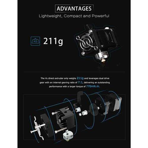 H2 Direct Extruder Dual Gear Hotend 3D Printer Parts BMG Ext