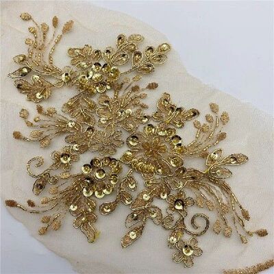 10pcs many color  Beaded Pearl 3D Flower Lace Applique