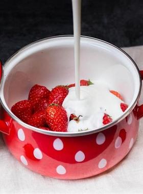 2.2L Eanmel Cooking Pot Strawberry Thickening Enamel Hot Pot