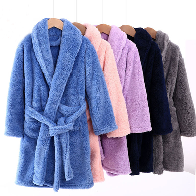 Winter Bath Robes for Big Kids Fashion Children Girls Solid