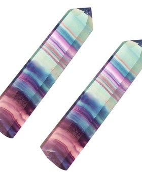 1PC Natural Fluorite Hexagonal Column Crystal Point Healing