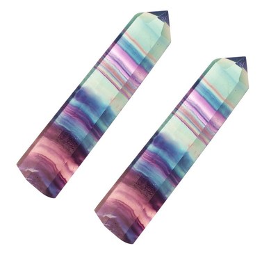 1PC Natural Fluorite Hexagonal Column Crystal Point Healing
