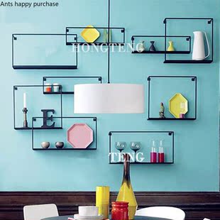 Wall Wrought Iron Shelf Home Storage Rack Living Room Shelf