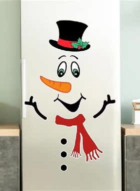 Christmas Cartoon Snowman Magnetic Refrigerator Sticker Art