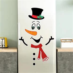Christmas Cartoon Snowman Magnetic Refrigerator Sticker Art