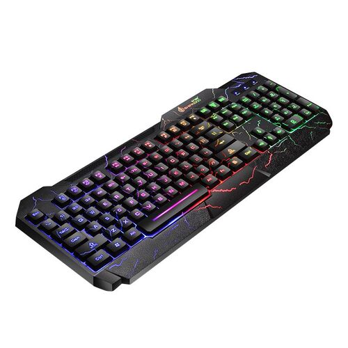Shipadoo K620 Wired Keyboard, Colorful Crack Backlit Gaming