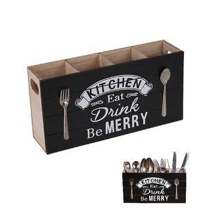 Kitchen Utensil Holder Wood Utensil Organizer Box With 2