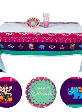 Table Diwali Cloth Party Plates Decorations Indian Paper