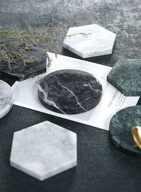 Creative luxury marble ceramic coaster drink cup coffee pad