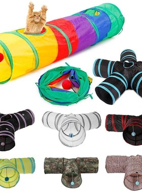 2/3/5 Holes Foldable Pet Cat Tunnel Toys Kitten Rabbit Indo