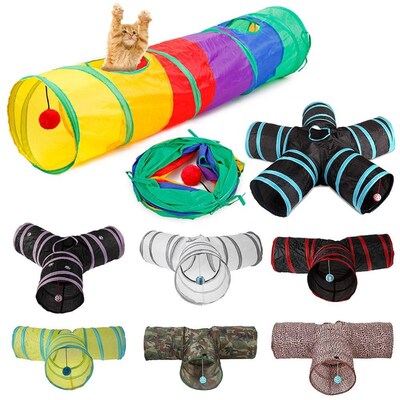 2/3/5 Holes Foldable Pet Cat Tunnel Toys Kitten Rabbit Indo