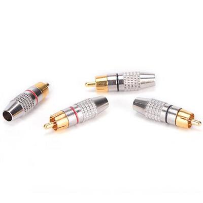 2pcs Balck   2pcs Red RCA Plug Solder Audio Video Adapter