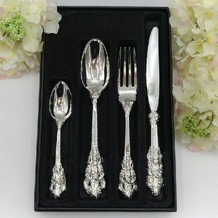 Meat Fork Knife Spoon Carving Handle Mirror Polished Fork