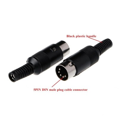 3 Pcs DIN Male Plug Cable Connector 5 Pin with Plastic Handl
