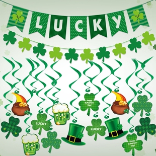 St Patricks Day Decorations Green Party Banner Supplies Four