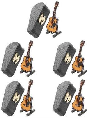 5 Sets  of Miniature Guitar Decor Miniature Decoration Wood