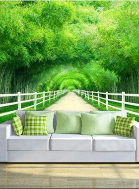 Custom mural photo 3d wallpaper Bamboo forest fence path cle