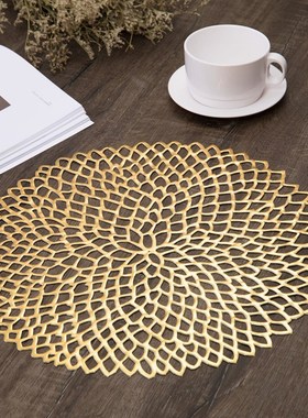 4pcs/set PVC Placemats Round Coaster Insulation Table Mats P