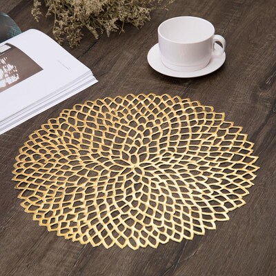 4pcs/set PVC Placemats Round Coaster Insulation Table Mats P