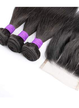 3 Bundles With 4x4 Lace Closure 200g/lot Natural Color India