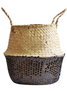 Seagrass Wicker Basket Flower Pot Folding Basket Dirty
