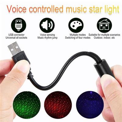 USB Galaxy Star Projector Night Light Voice Activated