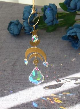 6pcs Crystal Prisms Pendant Garden Ornaments Metal Light