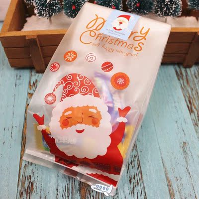 50pcs Santa Merry Christmas Gift Bags Plastic Packing Bag Pr