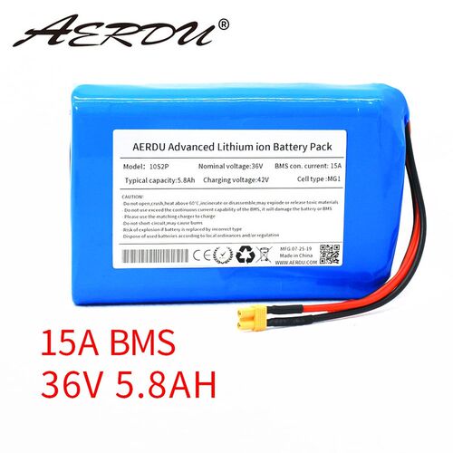 AERD 36V 10S2P 5.8Ah 18650 lithium battery pack  for electri