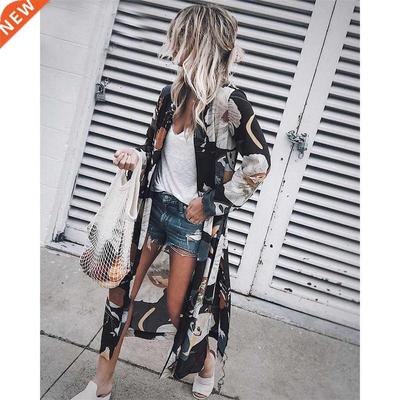 Women Printed Chiffon cardigan kimono beach blouse sunscreen