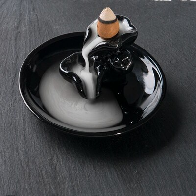 Mini Lotus Incense Burner Holder Buddhist Cones Backflow Cen
