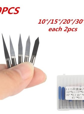 10Pcs Carbide PCB Engraving Bits 3.175mm CNC Router Bit 10/1