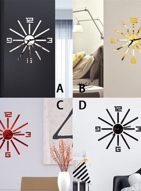 Clock Watch Wall Clocks 3D Self Adhesive Mirror Sticker Num