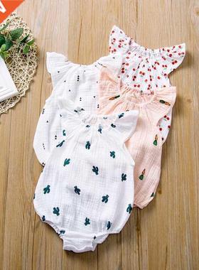 2022 new born baby clothes strawber rompers Wrinkled jumpsui
