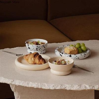 Home Ceramic Bowl Nordic Creative Round Bowl Plate Cute