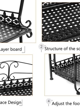 3 Tiers Household Iron Multi-layer Plant stand With Four Sid
